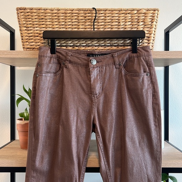 Liverpool Mid-Rise All You Need is Love Beatles Mahogany Sparkle Slim Jean 29 8 - Picture 2 of 8